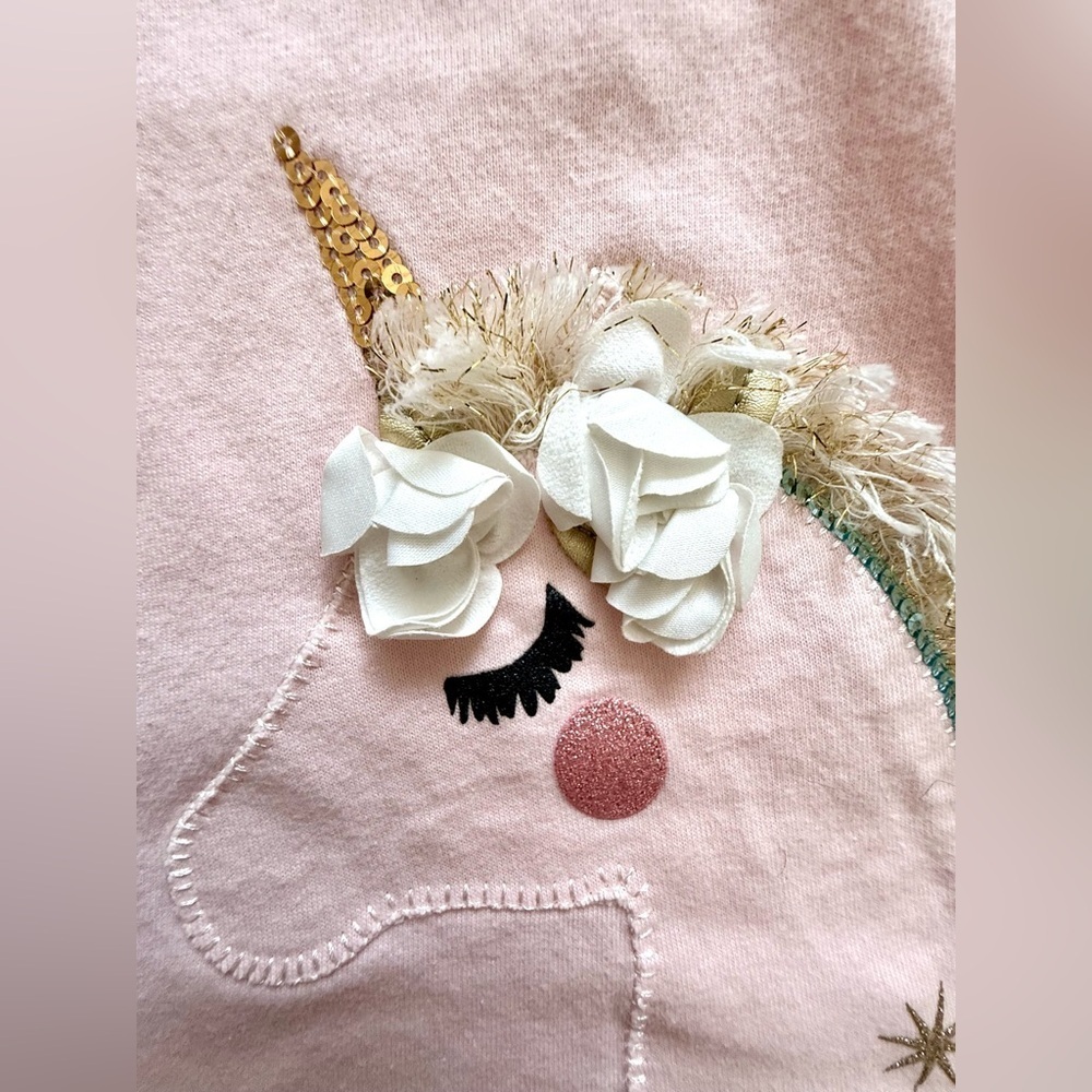 🦄 Mud Pie Unicorn Pocket Dress | Pink Ruffle Sleeve | Size 4T - Picture 2 of 5